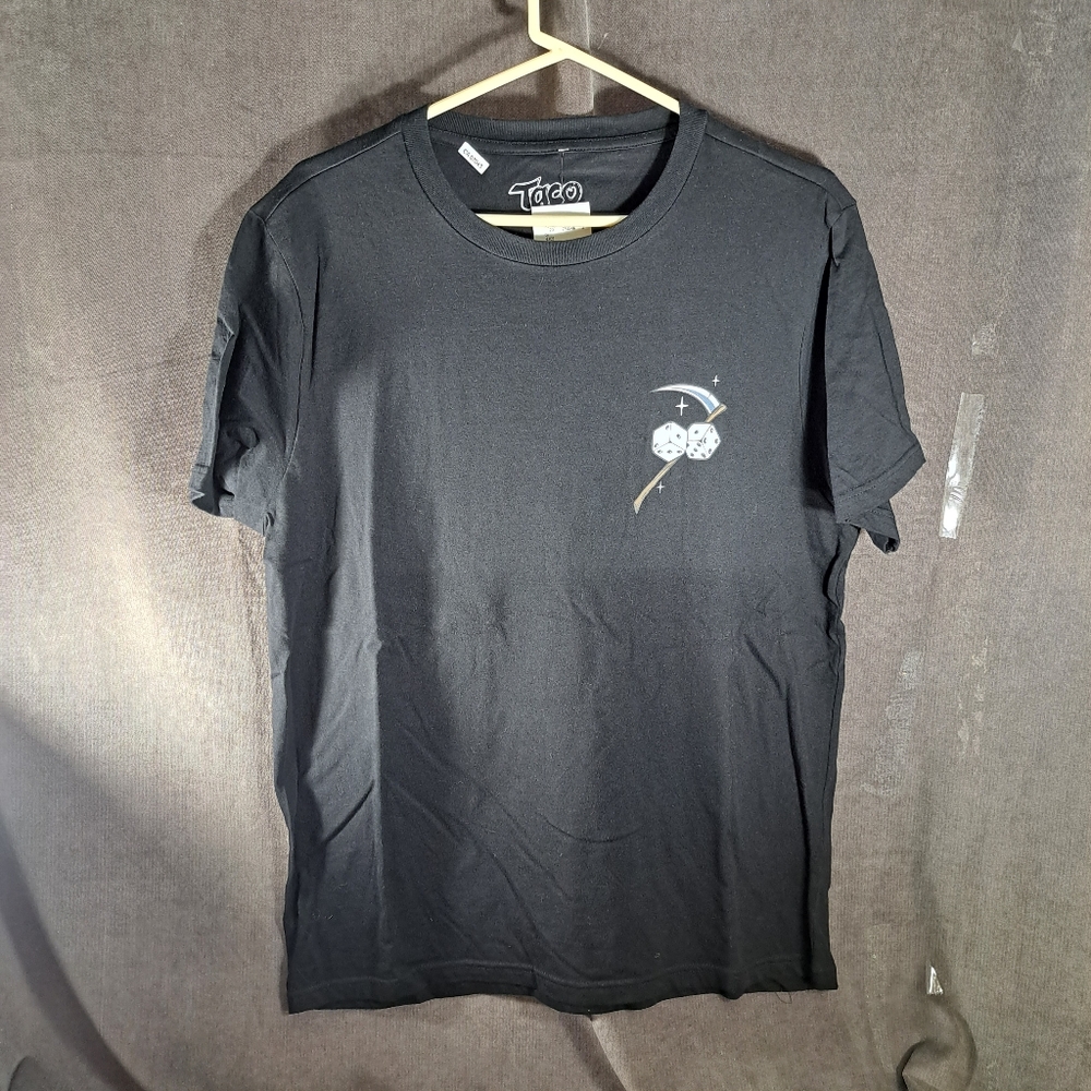 Taco Tuesday Roll The Dice With Death Black Grim Reaper Spooky Graphic Tee NWT L